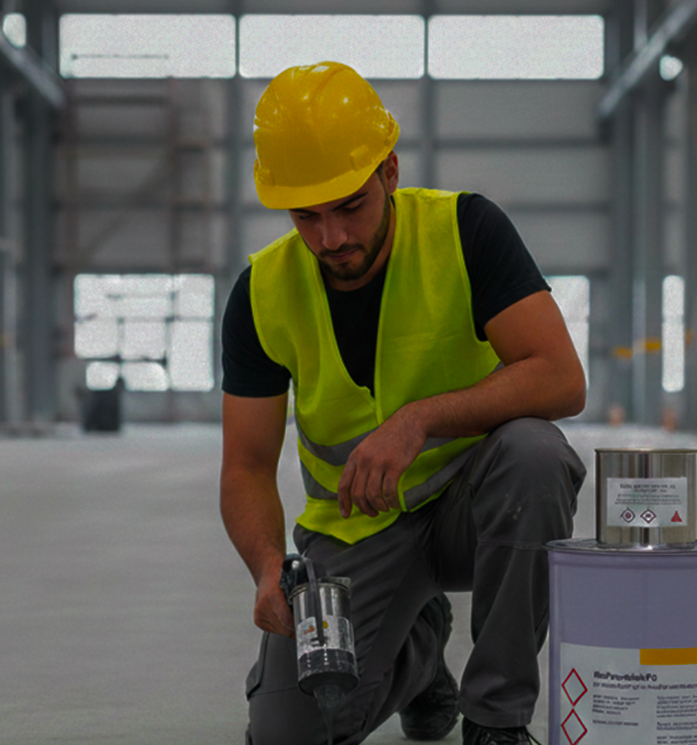 Silica engineer applying construction solutions on site